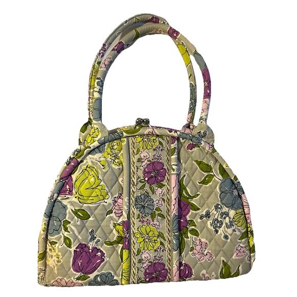 Vera Bradley Handbags - Vera Bradley Eloise Watercolor Gray Purple Floral Print Kisslock Shoulder Bag